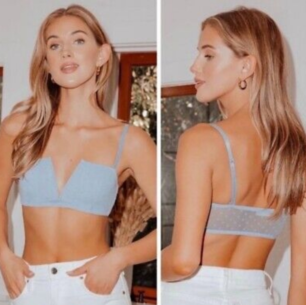 Free People | The Rain | Soft Blue Gray Bralette with Adjustable Straps